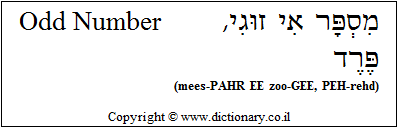 'Odd (Number)' in Hebrew